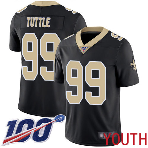 New Orleans Saints Limited Black Youth Shy Tuttle Home Jersey NFL Football #99 100th Season Vapor Untouchable Jersey